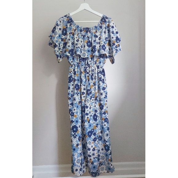 📌BOGO Blue and Yellow Floral Jumpsuit - Picture 2 of 2